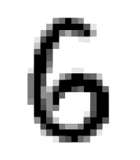 a very low resolution, 28 pixels tall by 28 pixels wide, image of the number 6.